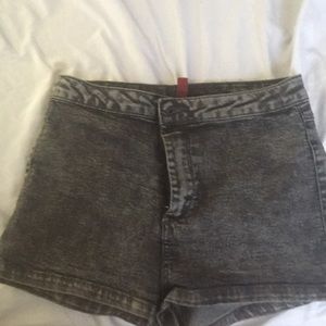 Black denim washed black shorts